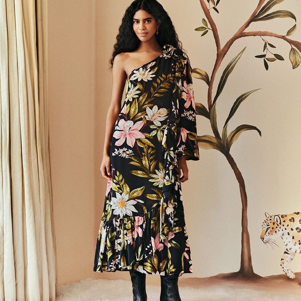 FARM Rio One-Shoulder Ruffle-Hem Dress - Picture 9 of 16